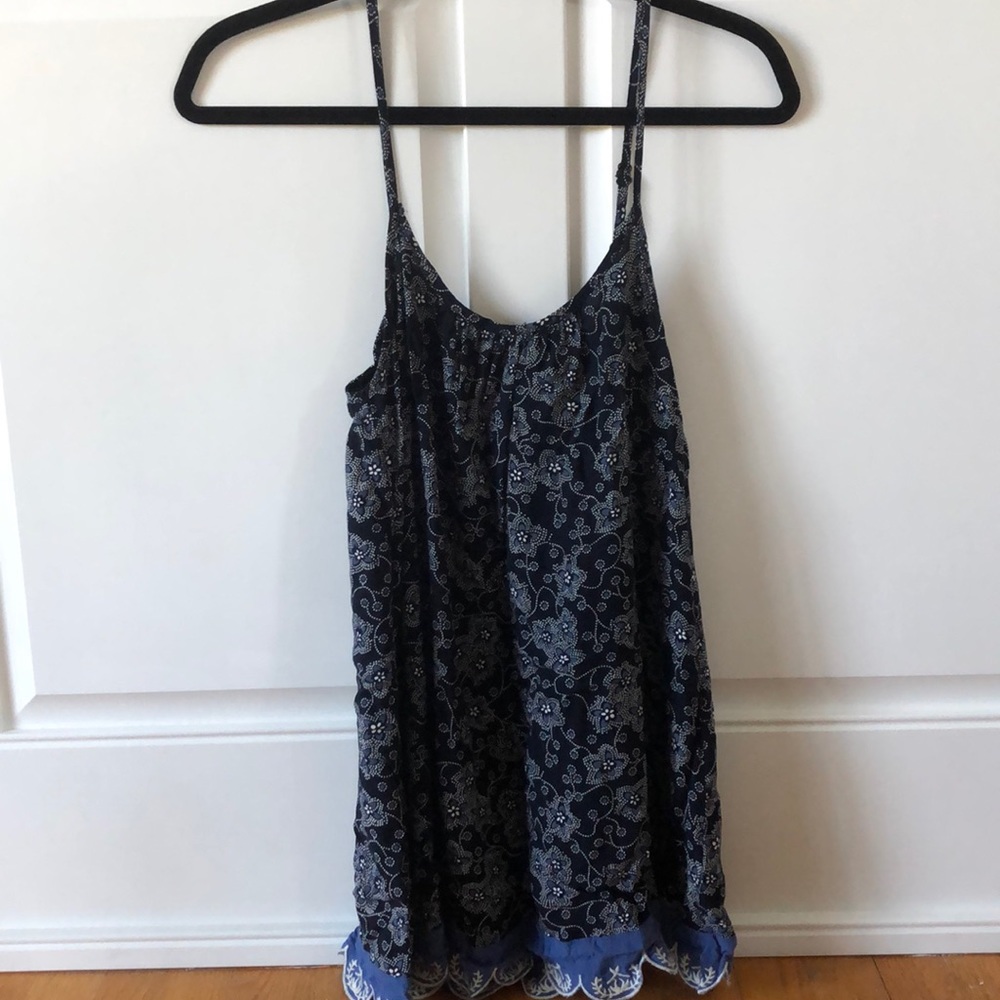 En Creme Navy Floral Loose Dress